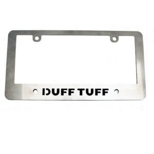 Stainless Duff Tuff License Plate Frame - Black Logo